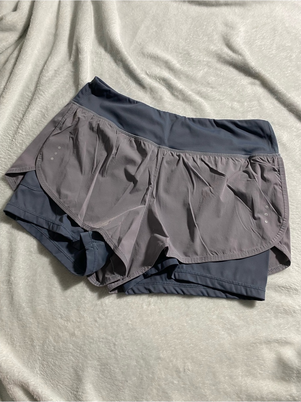 Women’s Two-Layer Athletic Shorts in Gray and Navy